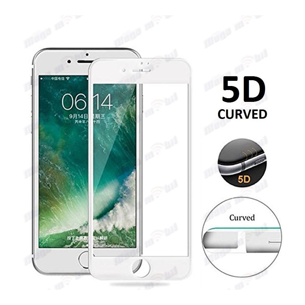 Tempered glass za iPhone 6 plus 5D. white.