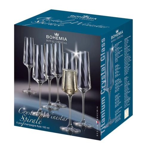 Сет 6 чаши за шампањ Bohemia Winestar spirale 160ml