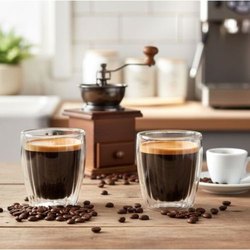 Сет 2 чаши за кафе со двојно дно EH CD1200270 125ml